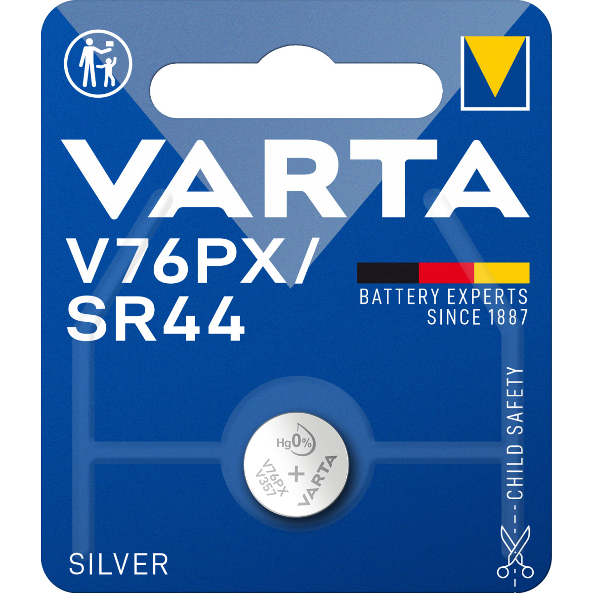 SILVER button cell V76PX/SR44 Blister 1 - Button cells - Tobco AG